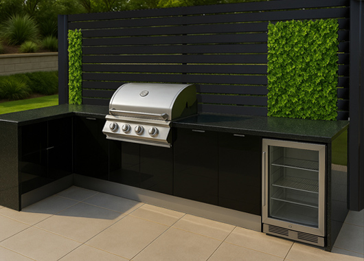 DIY outdoor slat wall L shape